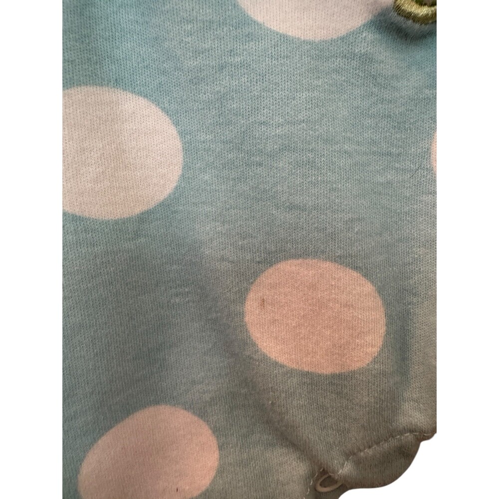 Y2K Mudpie Baby Lion Romper Sleeper Blue and White polkadot Lion Size 0-3 - Picture 3 of 6
